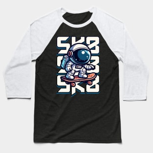 Astronaut Riding A Skateboard Baseball T-Shirt